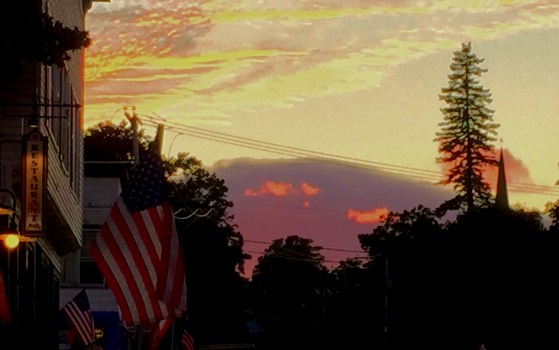 sunset in a small town